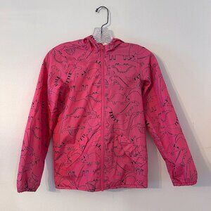 Carter’s Pink Rain Jacket w/ Blue Dinosaur Print Girls 10